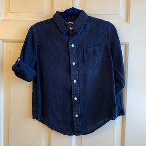 JANIE AND JACK Linen Button Roll-Cuff Button Down